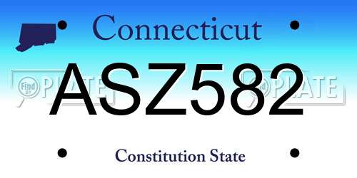ASZ582 Connecticut License Plate