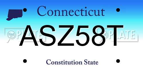 ASZ58T Connecticut License Plate