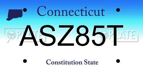 ASZ85T Connecticut License Plate