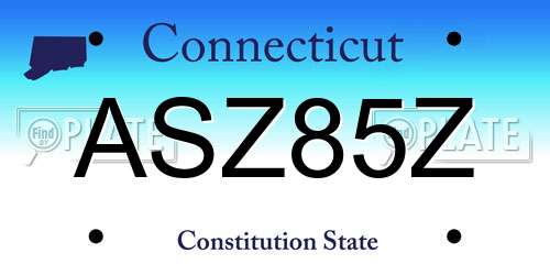 ASZ85Z Connecticut License Plate