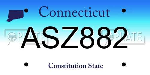 ASZ882 Connecticut License Plate