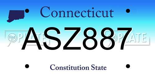 ASZ887 Connecticut License Plate