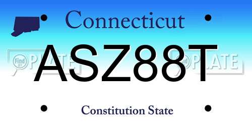 ASZ88T Connecticut License Plate