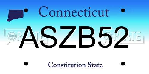 ASZB52 Connecticut License Plate