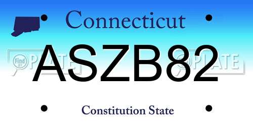 ASZB82 Connecticut License Plate