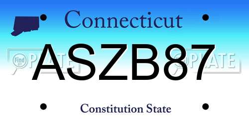 ASZB87 Connecticut License Plate