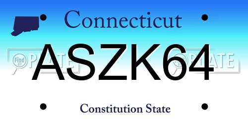 ASZK64 Connecticut License Plate