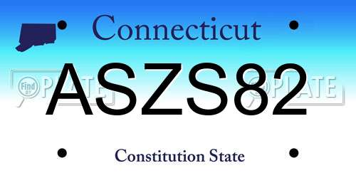 ASZS82 Connecticut License Plate