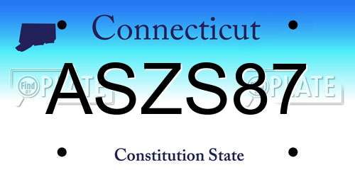 ASZS87 Connecticut License Plate