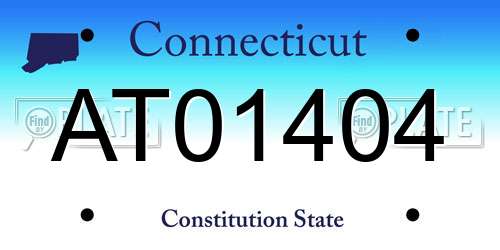 AT01404 Connecticut License Plate