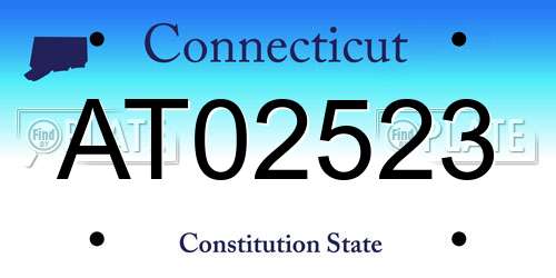 AT02523 Connecticut License Plate