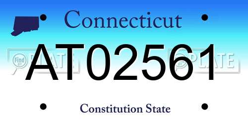 AT02561 Connecticut License Plate