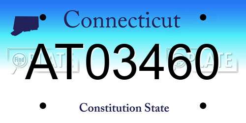 AT03460 Connecticut License Plate