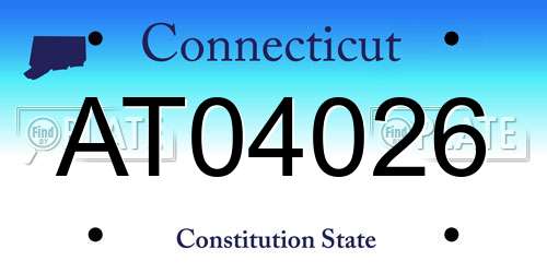 AT04026 Connecticut License Plate