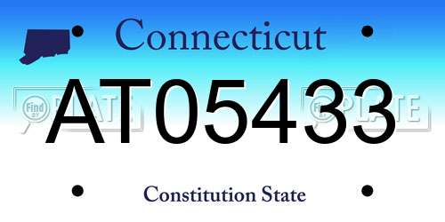 AT05433 Connecticut License Plate