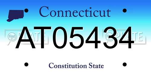 AT05434 Connecticut License Plate