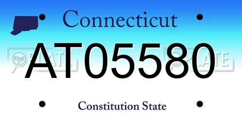 AT05580 Connecticut License Plate