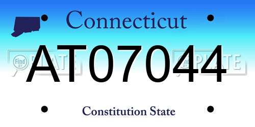 AT07044 Connecticut License Plate
