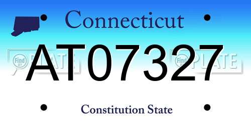 AT07327 Connecticut License Plate