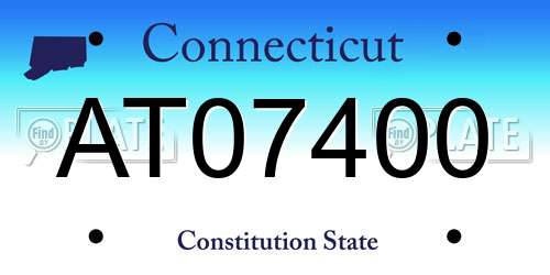 AT07400 Connecticut License Plate