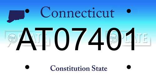 AT07401 Connecticut License Plate