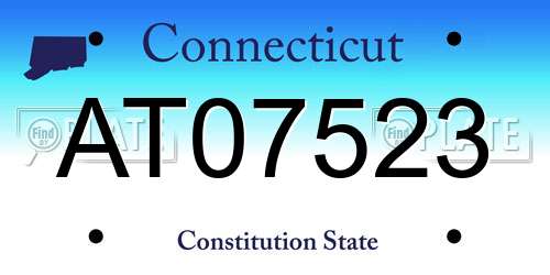 AT07523 Connecticut License Plate