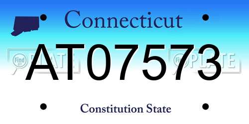 AT07573 Connecticut License Plate