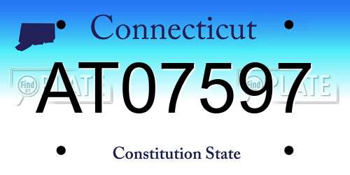 AT07597 Connecticut License Plate