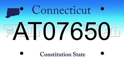 AT07650 Connecticut License Plate