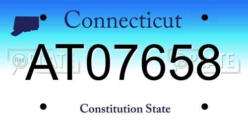 AT07658 Connecticut License Plate
