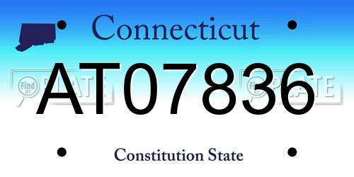 AT07836 Connecticut License Plate