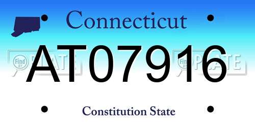 AT07916 Connecticut License Plate