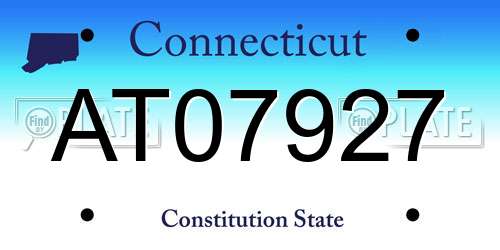 AT07927 Connecticut License Plate