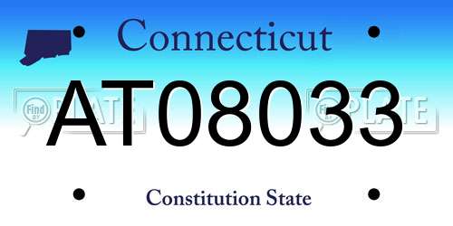 AT08033 Connecticut License Plate