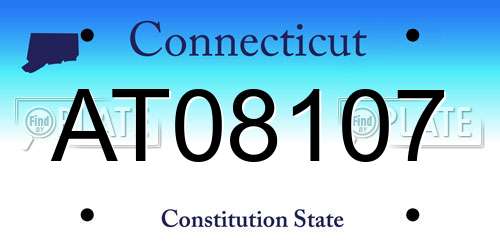 AT08107 Connecticut License Plate