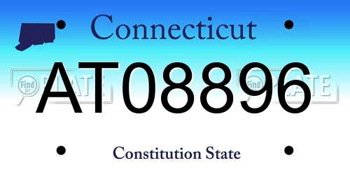 AT08896 Connecticut License Plate