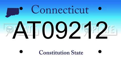 AT09212 Connecticut License Plate