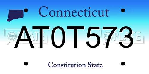 AT0T573 Connecticut License Plate