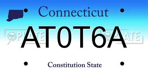 AT0T6A Connecticut License Plate