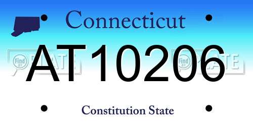 AT10206 Connecticut License Plate
