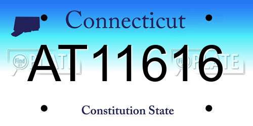 AT11616 Connecticut License Plate