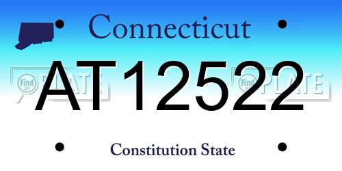 AT12522 Connecticut License Plate