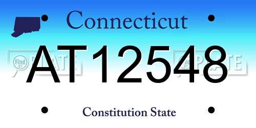 AT12548 Connecticut License Plate