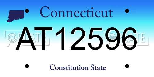 AT12596 Connecticut License Plate