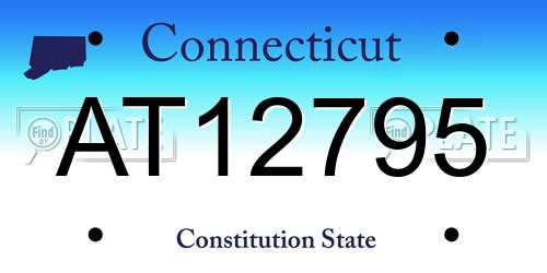 AT12795 Connecticut License Plate