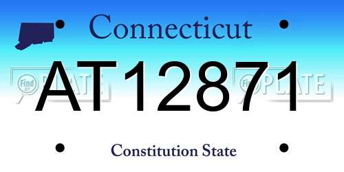 AT12871 Connecticut License Plate