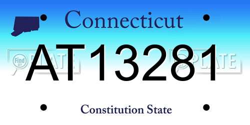 AT13281 Connecticut License Plate