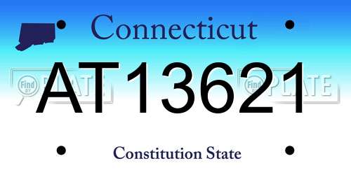 AT13621 Connecticut License Plate