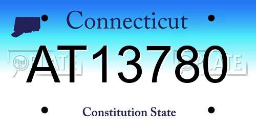AT13780 Connecticut License Plate