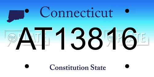 AT13816 Connecticut License Plate